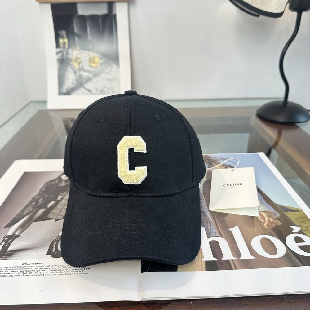 🤎Celine Brown Baseball Cap, White Triomphe Embroidery Adjustable Sun Hat